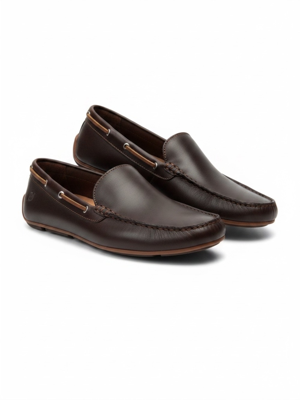 Born Men's Chocolate Brown Leather Slip-On Driving Loafers